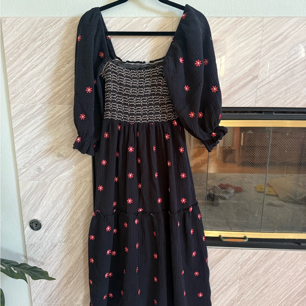 Free people style Black Floral maxi Dress